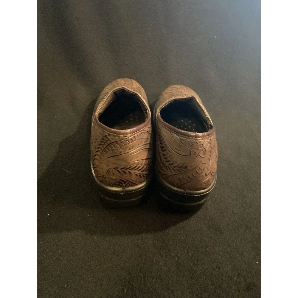 Women's Clogs Chef Nurse Shoes Floral Size 9.5 Brown Comfort Slip On Easy Street